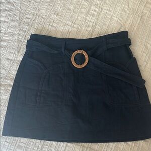 Elegant Navy Blue Mini Skirt with Belt